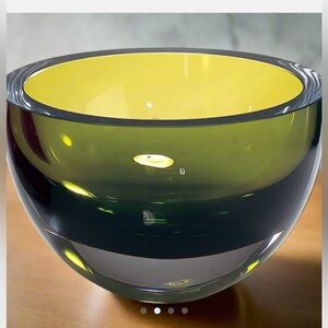 Badash Penelope Olive Green Mouth Blown European Lead Free Crystal 6"